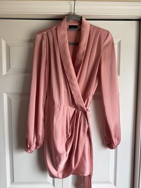 VICI Dusty Rose Satin Wrap Mini Dress